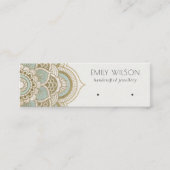 Elegantes Verziertes Gold Aquamarin Mandala Earrin Mini Visitenkarte (Vorderseite)
