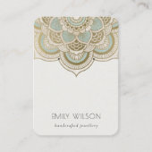 Elegantes Verziertes Gold Aquamarin Mandala Earrin Visitenkarte (Vorderseite)