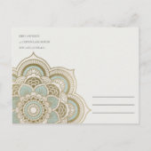 Elegantes Verziertes Gold Aquamarin Mandala Save t Postkarte (Rückseite)