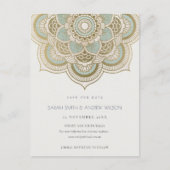 Elegantes Verziertes Gold Aquamarin Mandala Save t Postkarte (Vorderseite)