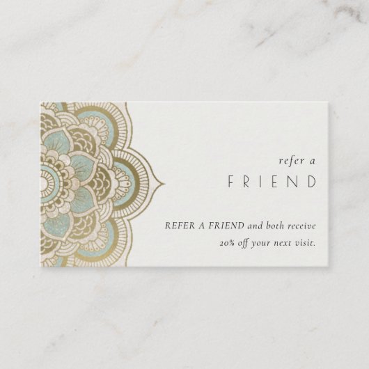 Elegantes Verziertes Gold Aquamarin Mandala Visitenkarte (Vorderseite)