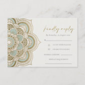 Elegantes Verziertes Gold Aquamarin Mandala Weddin Begleitkarte (Vorderseite)