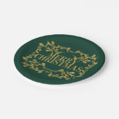 Elegantes Verziertes Gold Frohe Weihnachtsscheibe Pappteller (Schrägansicht)