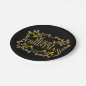 Elegantes Verziertes Gold Frohe Weihnachtsscheibe Pappteller (Schrägansicht)