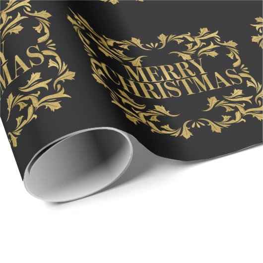 Elegantes Verziertes Gold Frohe Weihnachtswrapping Geschenkpapier (Rolleneckpunkt)