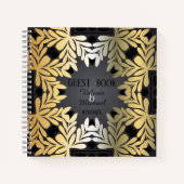 Elegantes Verziertes Gold Leafy Rahmen Wedding Gue Notizblock (Vorderseite)