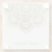 Elegantes Verziertes Golden Foil Aquamarin Türkis Glasuntersetzer (Rückseite)