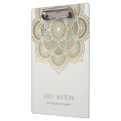 Elegantes Verziertes Golden Foil Aquamarin Türkis Klemmbrett (Links)