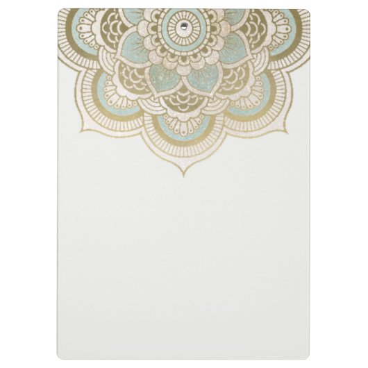 Elegantes Verziertes Golden Foil Aquamarin Türkis  Klemmbrett (Rückseite)