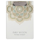 Elegantes Verziertes Golden Foil Aquamarin Türkis  Klemmbrett (Vorderseite)