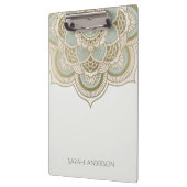 Elegantes Verziertes Golden Foil Aquamarin Türkis  Klemmbrett (Links)