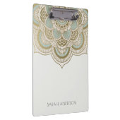 Elegantes Verziertes Golden Foil Aquamarin Türkis  Klemmbrett (Rechts)