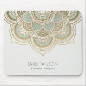 Elegantes Verziertes Golden Foil Aquamarin Türkis Mousepad (Vorne)