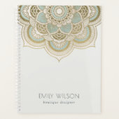 Elegantes Verziertes Golden Foil Aquamarin Türkis Planer (Vorderseite)