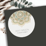 Elegantes Verziertes Golden Foil Aquamarin Türkis  Runder Aufkleber<br><div class="desc">Wenn Sie weitere Anpassungen benötigen,  schreiben Sie mir bitte an yellowfebstudio@gmail.com</div>