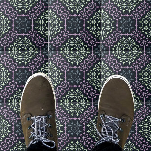 Elegantes Verziertes Lacy Blue Lila Cream Muster Fliese