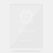 Elegantes Verziertes Monogram Wappen Hochzeitwillk Acrylschild (Vorderseite)