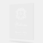 Elegantes Verziertes Monogram Wappen Hochzeitwillk Acrylschild (Winkel)