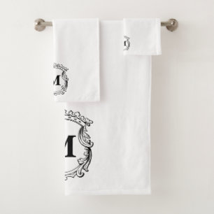 Elegantes Verziertes Monogramm Badhandtuch Set