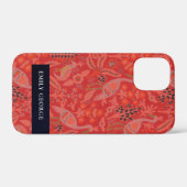 Elegantes Verziertes rotes Blumenmuster Case-Mate iPhone Hülle (Rückseite (Horizontal))