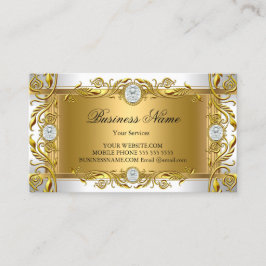 Elegantes Verziertes Royal Jewel White Golden Blat Visitenkarte