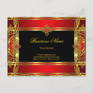 Elegantes Verziertes Royal Red Jewel Black Postkarte