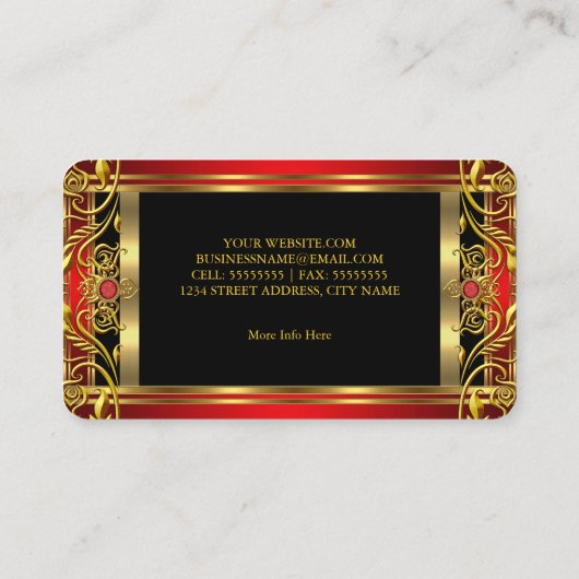 Elegantes Verziertes Royal Red Jewel Black Visitenkarte (Rückseite)