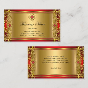 Elegantes Verziertes Royal Red Jewel Golden Gold Visitenkarte
