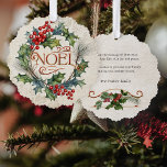 Elegantes Verziertes Weihnachten im Vintagen Stil Ornament Karte<br><div class="desc">Elegante künstlerische Weihnachtsblüte mit einzigartigem,  verzierten Vintagen "Weihnachten"-Text in Heiligem und Kiefernkranz auf altertem Pergamenthintergrund. Die Rückseite bietet ergänzende Blumengrafiken und bearbeitbare Textfelder.</div>