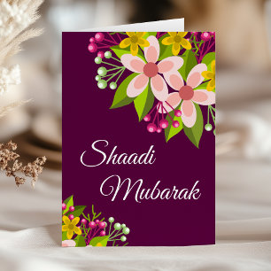 Elegantes Vibrantes Florales Shaadi Mubarak Karte