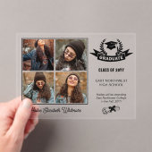 Elegantes Vier-Foto Schwarz | Abschluss löschen Acryleinladungen (Insitu (Handheld))