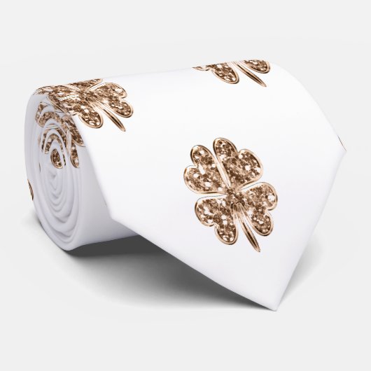 Elegantes Vierblättriges Kleeblatt Muster Krawatte (Gerollt)