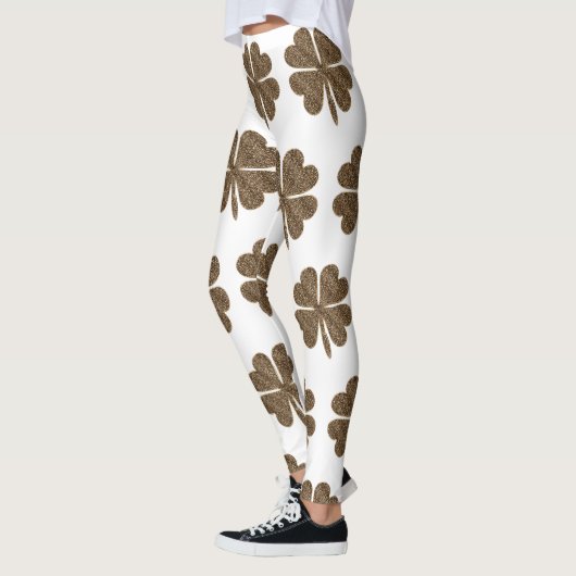 Elegantes Vierblättriges Kleeblatt Muster Leggings (Links)