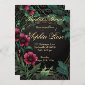 Elegantes, viktorianisch-moody-rosa blumenfarbenes einladung (Vorne/Hinten)