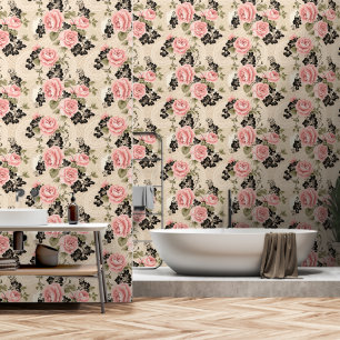 Elegantes, Viktorianisch rosa Rosen-Muster Tapete