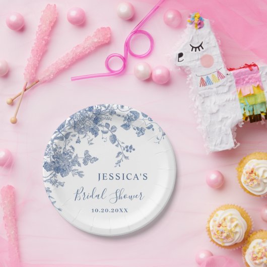 Elegantes Viktorianisches blaues französisches Bra Pappteller (Party)