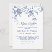 Elegantes Viktorianisches Blue Floral Probe Abende Einladung (Vorderseite)