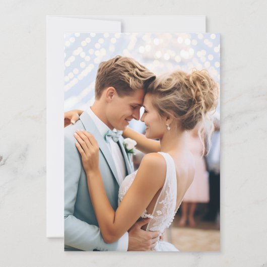 Elegantes Viktorianisches Blue Floral Wedding Foto Dankeskarte (Rückseite)