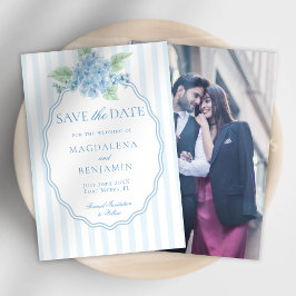 Elegantes Viktorianisches Blue Hydrangea Foto Hoch Save The Date