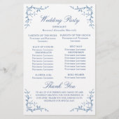 Elegantes Viktorianisches Blue Wedding Programm (Rückseite)