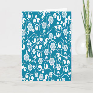 Elegantes Viktorianisches Blumendesign Blau Karte