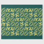 Elegantes viktorianisches Blumenmustergrüngelb Geschenkpapier (Flach)