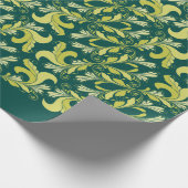 Elegantes viktorianisches Blumenmustergrüngelb Geschenkpapier (Ecke)