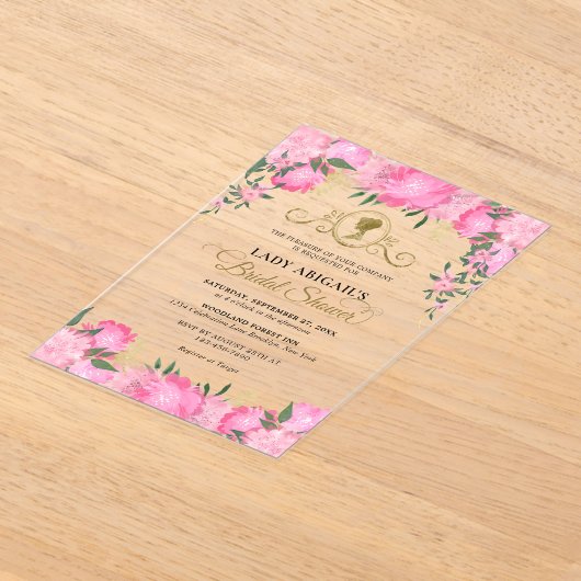 Elegantes Viktorianisches Brautparty in Rosa Acryleinladungen (Ablage )