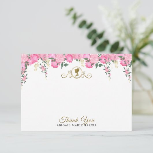 Elegantes Viktorianisches Brautparty in Rosa Dankeskarte (Stehend Vorderseite)