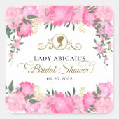 Elegantes Viktorianisches Brautparty in Rosa Quadratischer Aufkleber (Vorderseite)
