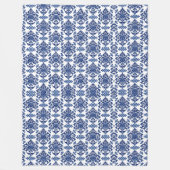 Elegantes viktorianisches Damast-Blumenmuster Navy Fleecedecke (Vorderseite)