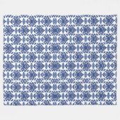 Elegantes viktorianisches Damast-Blumenmuster Navy Fleecedecke (Vorderseite (Horizontal))