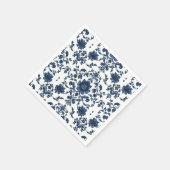 Elegantes viktorianisches Damast-Blumenmuster Navy Serviette (Ecke)