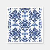 Elegantes viktorianisches Damast-Blumenmuster Navy Serviette (Vorderseite)